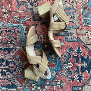 Light beige block heel sandals